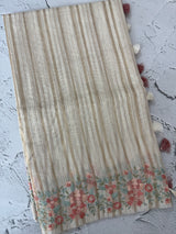 Mul chanderi saree with embriodery & zari lines MSH275