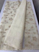 Viscose Organza saree with applique work-MSH238 Ivory