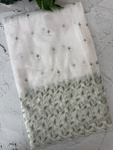 Glass tissue organza saree with embroidery MSF132 White to Green