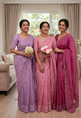 Soft Organza saree with embroidery sequins borders - MSH5778 BabyPink