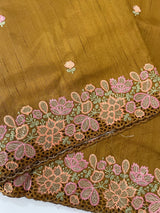 Blended tussar saree with cutwork border- MSHK695 SpicyMymustard