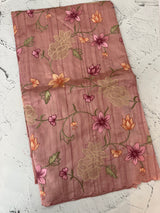 Blended tussar saree with applique work and embroidery MTSS451 DustyPeach