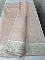 Mul chanderi cotton saree with organza applique borders MSH212 - PastelPeach
