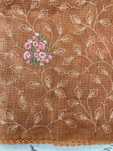 Soft kota checks saree with embroidery - MS7676