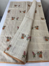 Pure soft kota silk saree with embroidery MS19078 Yellow