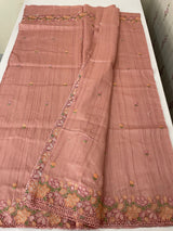 Blended tussar saree with cutwork border- MSHK695