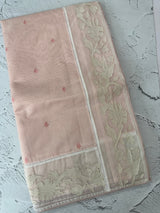 Mul chanderi cotton saree with organza applique borders MSH212 - PastelPeach