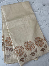 Blended soft tussar saree with embriodery - MS8669 PearlCream