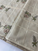 Pure soft kota silk saree with embroidery MS19078 Beige