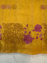 Crushed Matka Blended Tussar silk saree with embroidery MS4890 - Mustard