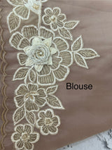 Georgette - Organza saree with applique work MS16057 Pastel DustyMauve