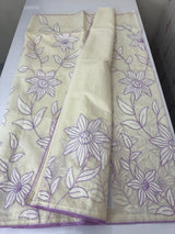 Mul chanderi applique work saree MSH182 - Offwhite to Lavender