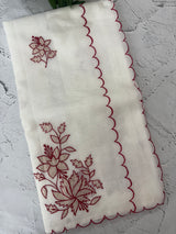 Kota Moonga checks Applique work saree MSH286- White to Red
