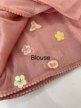 Tissue organza saree with thread pollen work MS15242