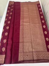 Semi banarasi saree with zari buttas - MBS6754