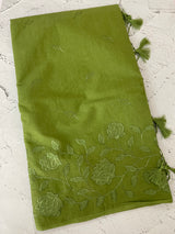 Mul chanderi saree with applique work MSH179