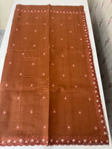 Blended tussar saree with cutwork border- MSHK268 Rust