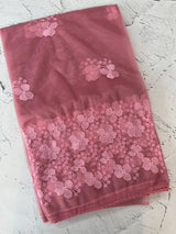 Glass tissue organza saree with embroidery MSF121 DustyPink (2)