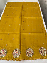 Blended tussar silk saree with embroidery- MS1072
