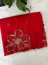 Organza saree with embroidery borders MOS4765 Red