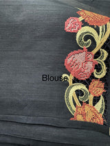 Cutwork Blended Matka Tussar silk saree MS6795- MidnightBlue