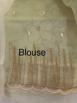 Semi organza saree with thread work - MSH910 Pastel Green