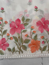 Silky kota saree with embriodery MS16263 White