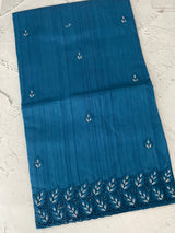Semi tussar saree with cutwork MSHK566 Teal