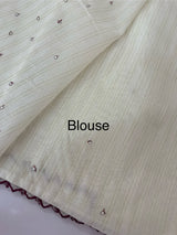 Mul Chanderi Tissue silk saree with foil work & scalloped borders - MNM249