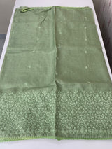 Soft kota checks saree with embroidery - MS7695 DustyGreen