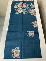 Semi tussar saree with applique work and embroidery MTS3711