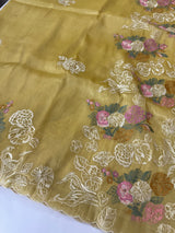 Designer organza-tissue silk blend saree with embroidery MSHW431