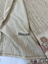 Blended tussar saree with embriodery - MS8665 Chikoo