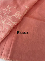 Tissue mix soft Organza saree with applique work MSCK38 (2)Peach