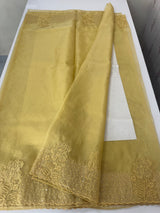 Semi Organza saree with applique and sequence borders - MCW699 DustyYellow