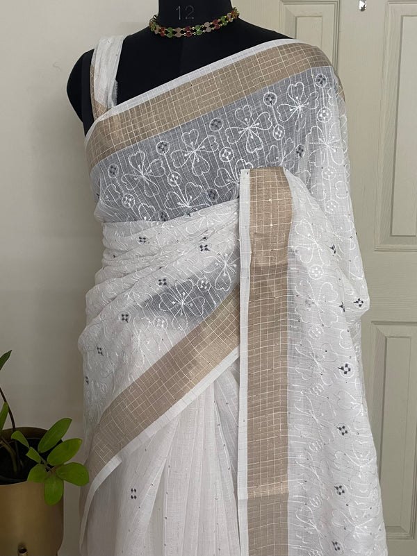 TARA - Chanderi cotton saree with sequence work -
