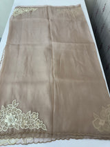 Georgette - Organza saree with applique work MS16057 Pastel DustyMauve
