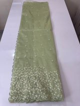 Glassy tissue organza saree with embroidery FKSF133- Dusty Green