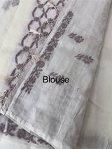 Premium Moonga checks saree with Hand Chikankari work MSH246 Lavender
