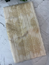 Mul chanderi saree with tissue applique work MSH147- Offwhite and gold(3)