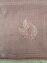 Kota checks saree with embroidery - MS7679 Lilac