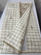 Checks Mul chanderi saree with tissue applique work MSH258(2)- Offwhite and Copper