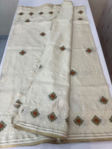 Blended soft tussar silk saree MS90543- Cream