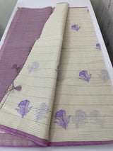 Mul chanderi saree with embriodery & zari lines MSH254