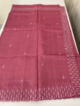 Semi tussar saree with cutwork MSHK566 (pink)