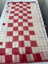 Checks Mul chanderi saree- MSH306 Red to White