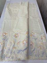 Soft mul chanderi saree with prints and embroidery MSH190 (4)- Ivory