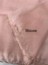Soft crush Organza saree with beads work MBS679 PastelPeachPink