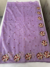 Glass tissue organza saree with embroidery MSF130