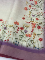 Handworked floral digital printed tissue Linen Saree MS14775 (4)